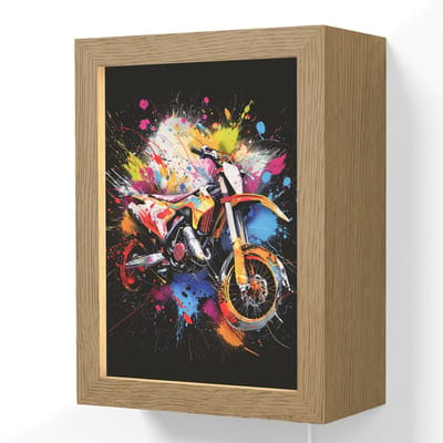 Wandlamp 15x20 cm - Oplaadbaar - Graffiti - Sport - Motor - Motorcross - Wandlampen binnen woonkamer - Slaapkamer lamp met kabel - Decoratieve nachtlamp - Vloerlamp snoer