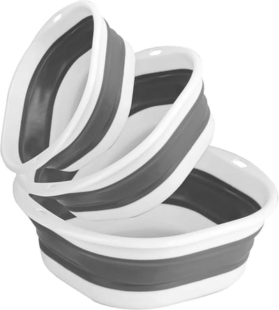 Set van 3 Vouwbare Wasbakken, Ruimtebesparende Plastic Kommen voor Camping en Keuken, Ideaal voor Afwassen en Watergebruik