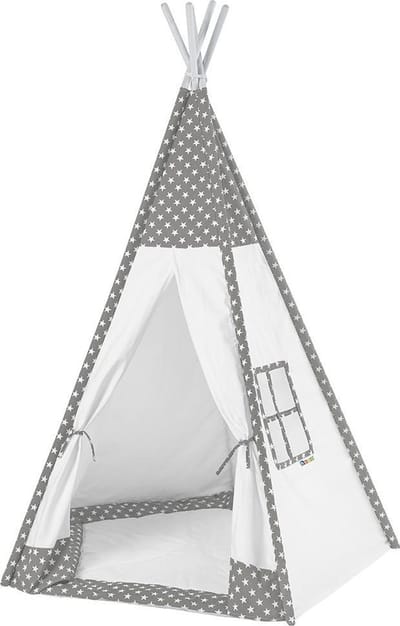 howa Tipi  Wigwam "Toni" met Vloermat - Speeltent wit / grijs 8512