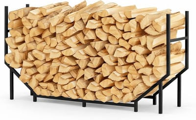 Brandhout Rek - Houtstapel Houder - Haardhout Opslag - Verhoogd Ontwerp - 140 cm - Zwart