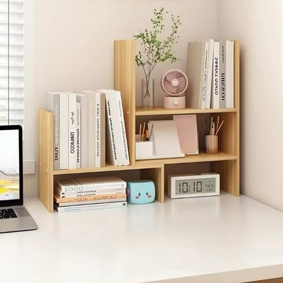Bureau Organizer - Tafelrek Boeken - Thuiskantoor Inrichting - Modulair Ruimtebesparend - 70x15x52.5cm - Hout