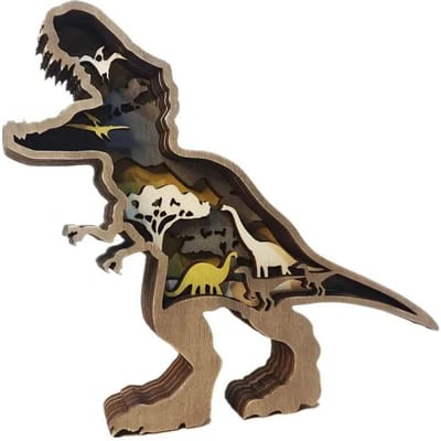 Wolf Totem Houten Hol Kerst Dieren Creativiteit Desktop Huis Snijwerk Ambachten Decor LED Woonkamer Decoratie Accessoires