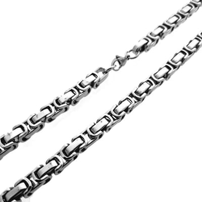 Aramat Jewels | Halskettingen | RVS Koningsketting Zilverkleurig Vierkant – Stoere Ketting Man Unisex Staal | 50cm / 8mm |50cm | | Staal | Volwassenen | Verkleurd niet