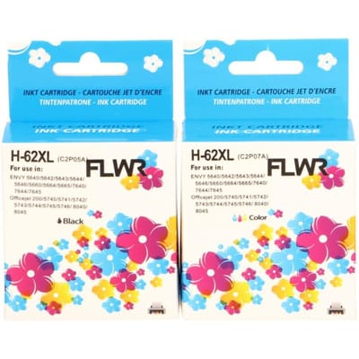 FLWR - Cartridges / HP 62XL 2-pack / zwart en kleur / Geschikt voor HP