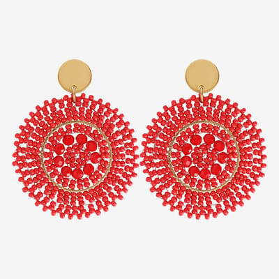Eleganza Red Beads Earrings Gold