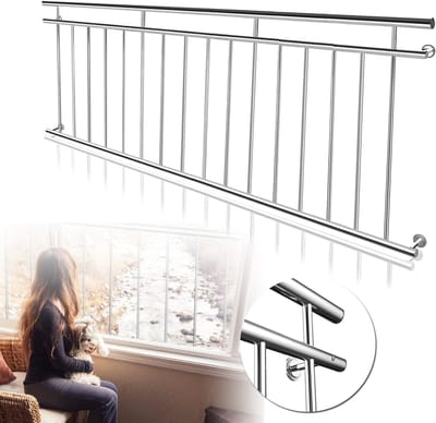 225x90cm Frans balkon Roestvrij staal Balustrade Balkonbalustrade Terrasbalustrade Onderhoudsvriendelijk Vulstaven Staafbalustrade Balkonhekwerk Balkonbalustrade Raambeveiliging