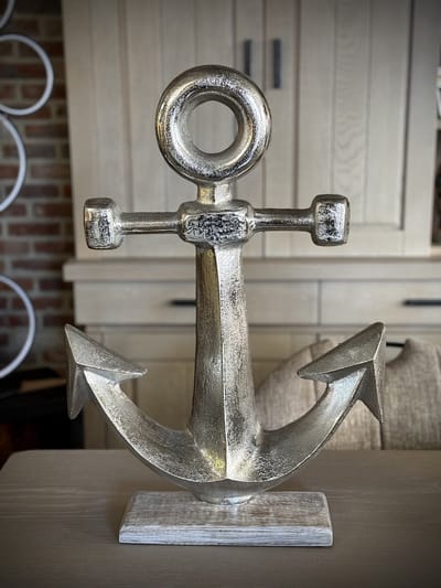 Anker aluminium 56 cm hoog - decoratie - interieur - voor binnen - boot - strand - zee - thema - piraat - cadeau - geschenk - Vaderdag - Moederdag - Valentijn - Nieuwjaar - Kerst - voor binnen - beeld - figuur