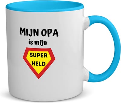 Akyol - mijn opa is mijn superheld koffiemok - theemok - blauw - Opa - super opa - verjaardag - cadeautje voor opa - opa artikelen - kado - geschenk - 350 ML inhoud