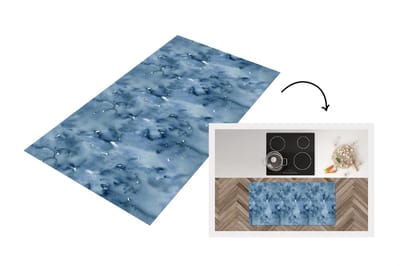 Keukenloper - Loper keuken - Waterverf - Patroon - Blauw - 120x60 cm - Keukenloper vinyl