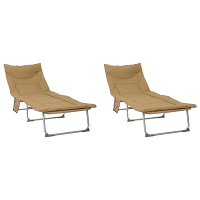 vidaXL - Opvouwbare - zonnebed - met - kussen - 2 - st - Beige