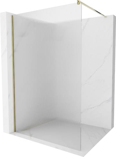 Mexen Kioto douchewand Walk-in 70 x 200 , strepen 8 mm, goud - 800-070-101-50-09