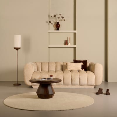 3-Zitsbank Chorley - Textiel - Beige - 240x76x105 cm (BxHxD) - Chenille - Kleur Cream - Koudschuim