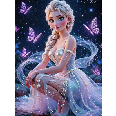 Décoration murale Disney La Reine des Neiges, Princesse Perle, Toile, Ensemble 5D, Puzzle Perle, Dessin animé, Animaux brodés de perles, Décoration intérieure, Cadeau fait main 35x45cm gray