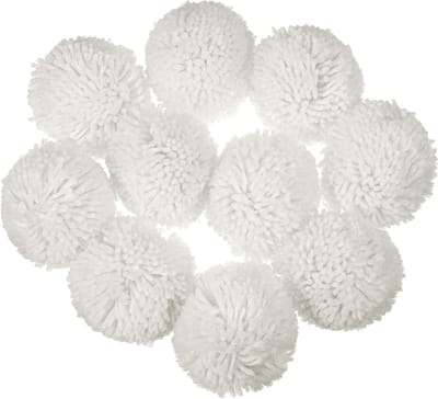 Set van 10 Witte Pompons van 8 cm - Fluffy Bollen voor Creatieve DIY Projecten, Haken, Hoeden en Versieringen voor Feestdagen en Evenementen