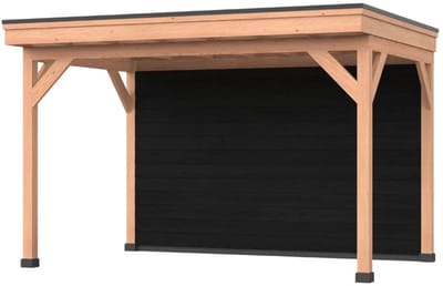 Douglas overkapping, 400 x 250, Met achterwand, Westwood Comfort Basic zwart