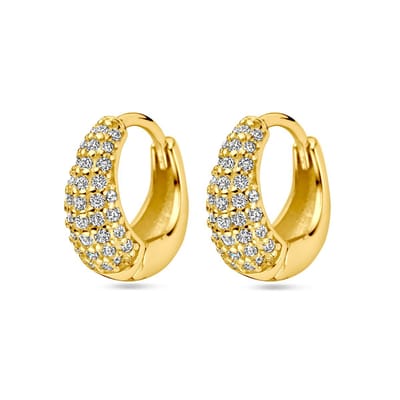 Zilver Verguld (Geel) Klapoorringen Zirkonia 11.5 Mm 1 Micron 2103678