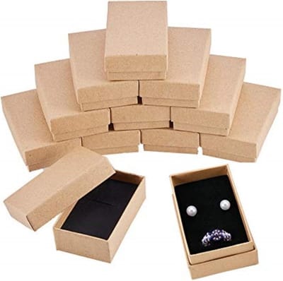 Allecto - Kartonnen dozen - Verpakking - 24 stuks - Rechthoekig - Geschenkdoos - Armband Oorbellen - Verjaardag Bruiloft Festival - Kraft - Compatibel voor sieraden - Kleine maat - 8x5x3cm
