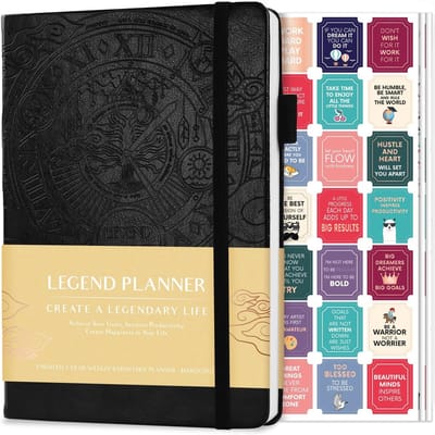 Deluxe Lifeplanner A5 - Week- en Maandplanner voor Doelen en Geluk, Organisator Notebook & Productiviteitsdagboek, Niet Gedateerd met Stickers