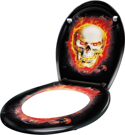 ACXIN Toiletbril Duroplast Met Soft Close Antibacterieel Schädel Flammen
