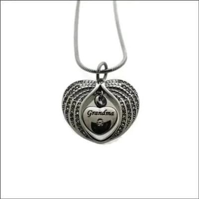 Aramat Jewels | Gedenkhangers | Ashanger Oma RVS – Meerdere Modellen & Kleuren Gedenksieraad | Vleugels met kristallen-3cm | |20mm | Staal | Volwassenen | Verkleurd niet