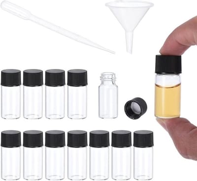 5ml Duidelijke Glazen Flessen, 500 Stuks Monsters met Schroefdop, Inclusief 10 Druppelaars en 5 Trechters voor Laboratoriumgebruik en Vloeistofopslag