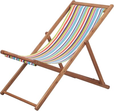 Opvouwbare Ligstoel Hout en Stof - Verstelbare Strandstoel voor Tuin, Camping en Buiten