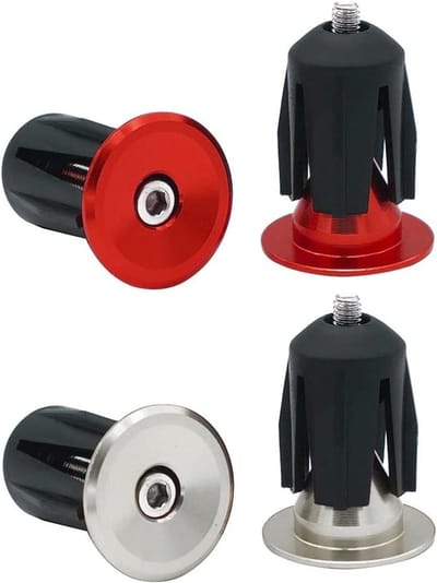 Dailygoods - Fietsstuur Eindstekkers Aluminium, 2 Paar voor Racefiets en MTB - Zilver + Rood