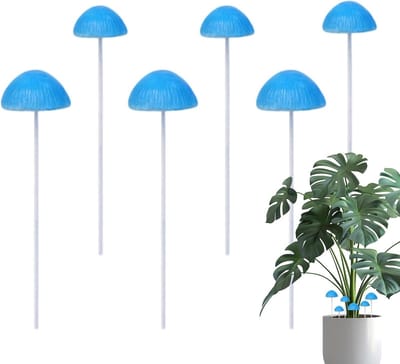 Mini Paddenstoel Figuurtjes - Tuindecoratie Hars - Sprookjestuin Decoreren - Weerbestendige Hars - 6 Stuks - Blauw