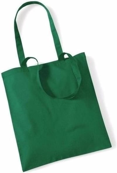 50x Katoenen schoudertasjes groen 42 x 38 cm - 10 liter - Shopper/boodschappen tas - Tote bag - Draagtas