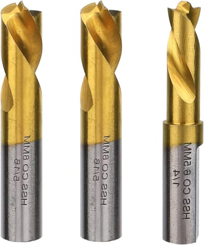 Set van 3 Spot Weld Boorbits, 6.5mm en 8mm HSS, Titanium Coating voor Efficiënte Lasnaad Verwijdering en Metalen Bewerking Tools