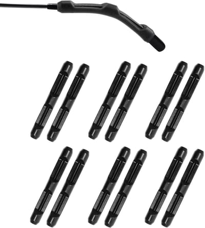 Allecto Plus - 6 paar zachte siliconen bril-oorkussens voor kinderen - zwart - slip-stop tempelpunten