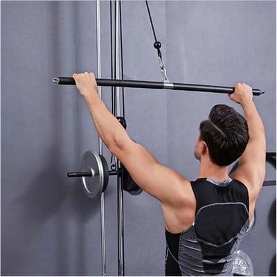 Kabel Machine Attachment - Fitness Bar - Kracht Training - Afneembaar Ontwerp - 110cm Lengte - Zilver