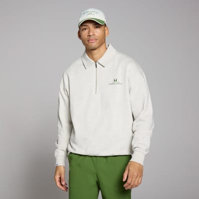 MP Lifestyle shirt met kwartrits en kraag voor heren - Gemêleerd grijs - XS