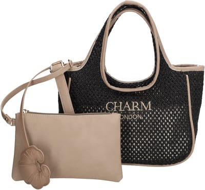 Charm London Shoreditch Handtas - Shopper - Schoudertas - Dames - Zomer - Rietlook - Zwart