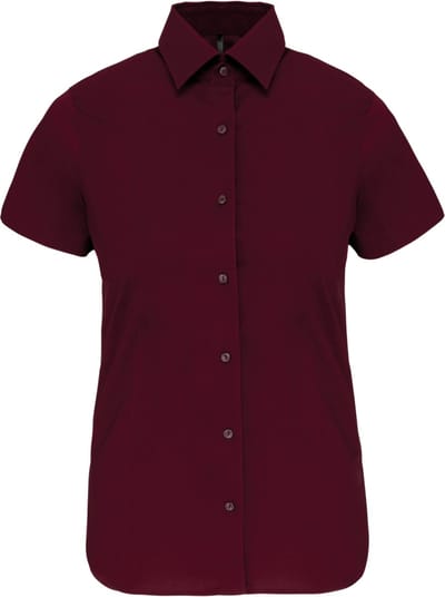 Kariban Dames stretch blouse korte mouwen K532 - Wine - S