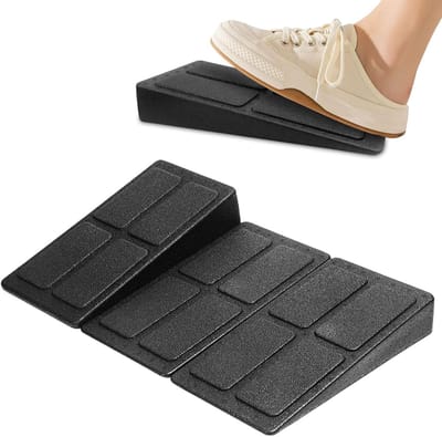 Fitness voetbord ramp set met 3 hellingsplanken voor kuiten, verstelbare squat wiggen en stretchplaat voor yoga en training in zwart