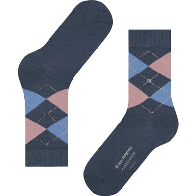 Burlington Marylebone gedessineerd wol sokken dames blauw - maat 36-41