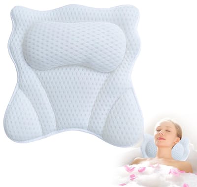 Dailygoods- Badkussen Ergonomisch - Nek/rugsteun - 6 Zuignappen - Luxe Vulling - 42 x 42 cm - Comfort voor Badkuip - Badkussens