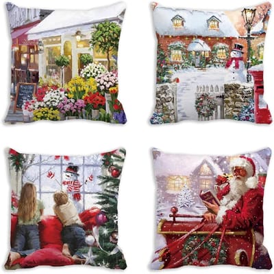 Kussenhoezen Set - Decoratieve Kussenslopen - Woonkamer Decoratie - Dubbelzijdig Patroon - 70 x 70 cm - Linnen