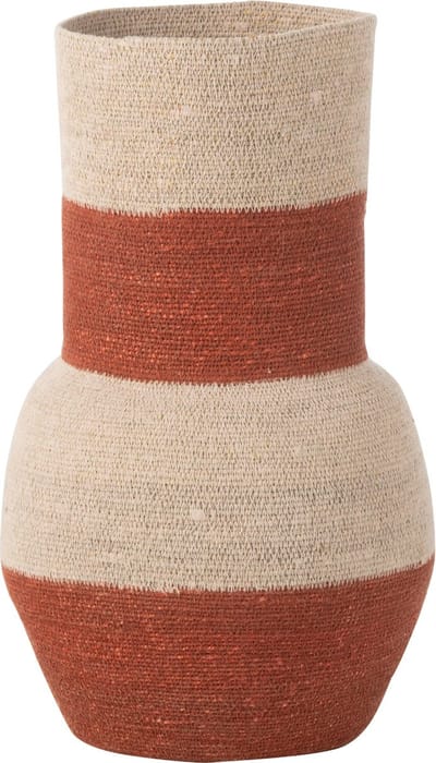 J-Line vaas Strepen - zeegras - naturel/terracotta - 52 cm hoog