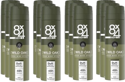 8x4 Deodorant Spray No 8 Wild Oak 150 ml - Voordeelverpakking 12 stuks