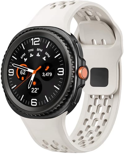 Siliconen bandje - geschikt voor Samsung Galaxy Watch 8 (40mm) / Galaxy Watch 8 (44mm) / Galaxy Watch 8 Classic - gaatjes met druksluiting - beige
