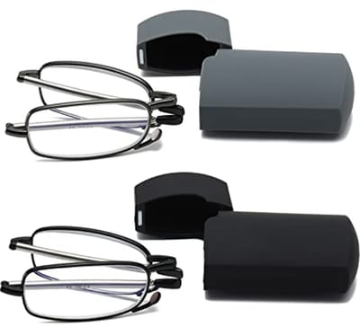 Opvouwbare Leesbril met Anti-Blauw Licht en Veerscharnieren - Draagbare Metalen Bril met Tas