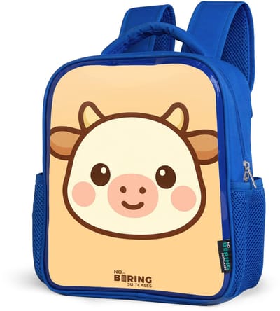 NoBoringSuitcases.com® - Rugzak blauw - Schooltas jongens - Koe - Kinder rugtas jongen - Boekentas kind - Kinderrugzak voor school - Schoolrugzak