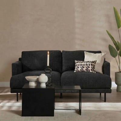 Bronx71® Scandinavische bank 2,5-zits Denver bouclé zwart