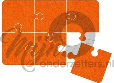 Puzzel vilt onderzetter - Oranje - 6 stuks - ø 9,8 cm - Tafeldecoratie - Glas onderzetter - Cadeau - Woondecoratie - Woonkamer - Tafelbescherming - Onderzetters voor glazen - Keukenbenodigdheden - Woonaccessoires - Tafelaccessoires
