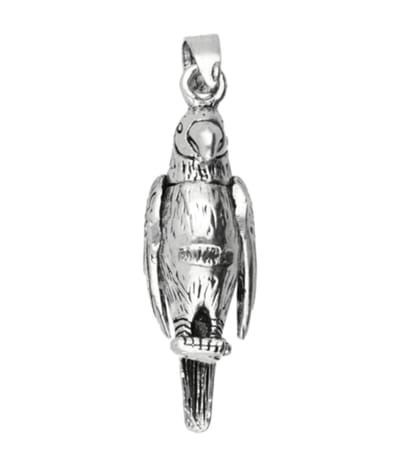 Zilveren Papegaai bewegend ketting hanger