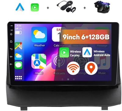 Boscer 2 Din Autoradio - Geschikt voor Ford Fiesta (2009-2014) - Draadloos Apple CarPlay & Android Auto - 9 Inch HD Touchscreen - Android 15 - 6+128GB - GPS Navigatie - WiFi, Bluetooth & USB - Achteruitrijcamera & Microfoon