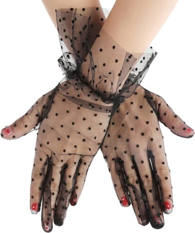 Korte Kanten Handschoenen voor Dames met Bloemenpatroon, Perfect voor Bruiloften, Theepartijtjes en Avondjes Uit