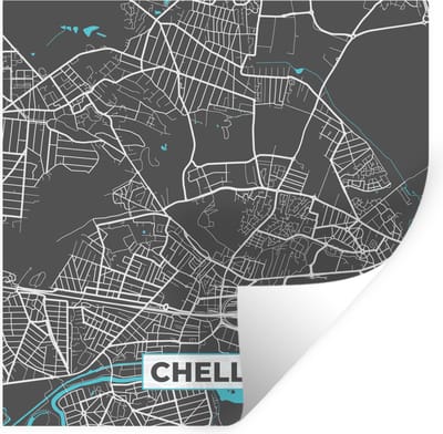 Muurstickers - Sticker Folie - Frankrijk – Plattegrond – Kaart – Chelles – Stadskaart - 100x100 cm - Plakfolie - Muurstickers Kinderkamer - Zelfklevend Behang XXL - Zelfklevend behangpapier - Stickerfolie